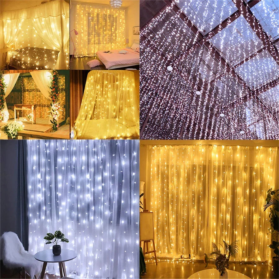 rideau lumineux led glaçons guirlande décorative pour fêtes et mariages