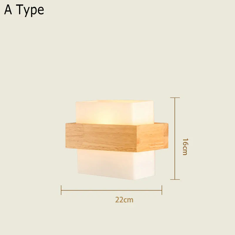 applique murale nordique bois plante verte abat-jour verre led