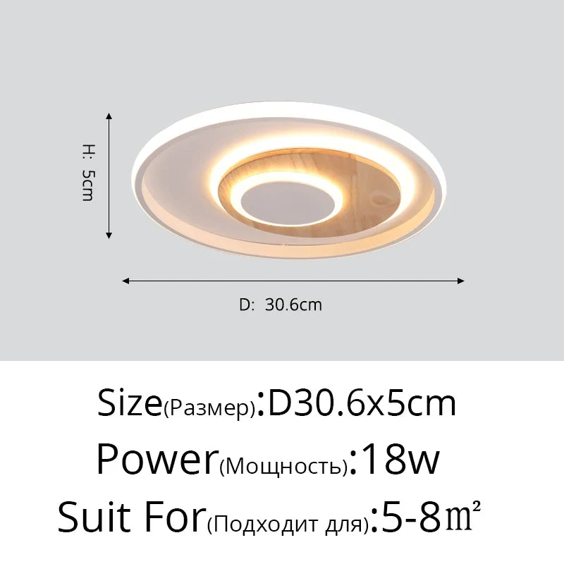 plafonnier rond moderne en bois véritable avec leds décoratives