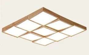 plafonnier à led en bois avec télécommande pour éclairage intérieur