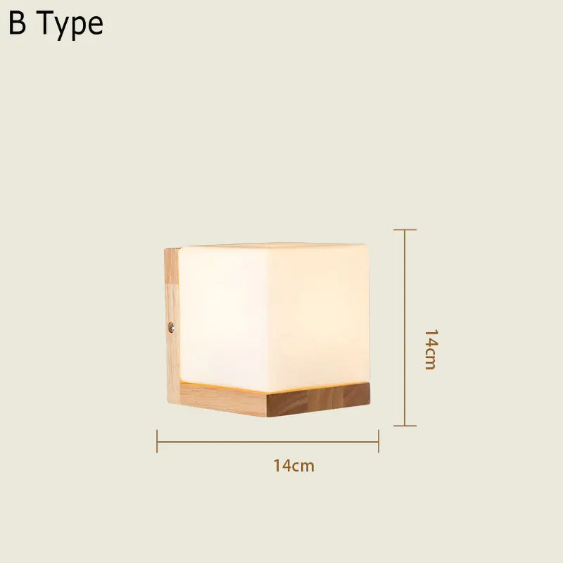 applique murale nordique bois plante verte abat-jour verre led
