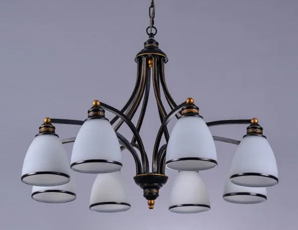 lustre classique en fer et verre pour décoration intérieure