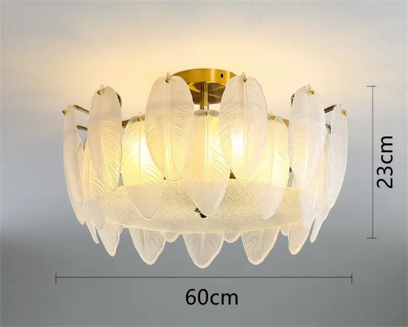 lustre moderne en verre en forme de plume d'oie éclairage suspendu