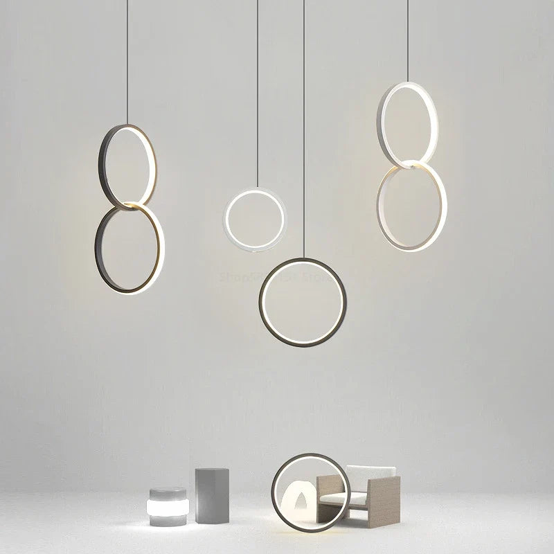 suspension led moderne en forme d'anneau pour décoration maison