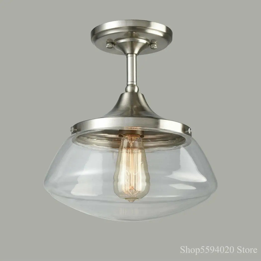 lustre rétro-industriel en cristal clair lumière intérieure