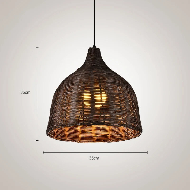 suspension en rotin et bambou pour décoration intérieure rusticité asiatique