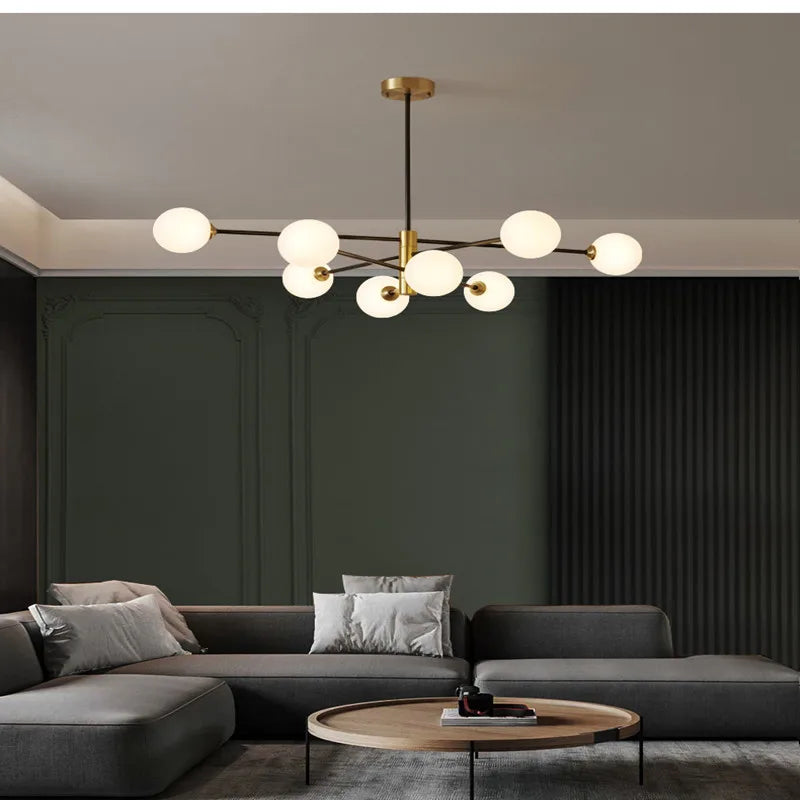 lustre en or avec boule de verre pour éclairage intérieur