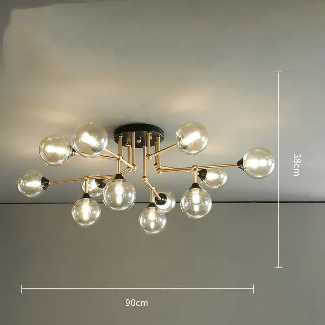 lustre moderne en verre avec éclairage décoratif design contemporain