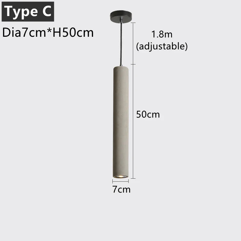 suspension moderne à led en béton pour décoration industrielle