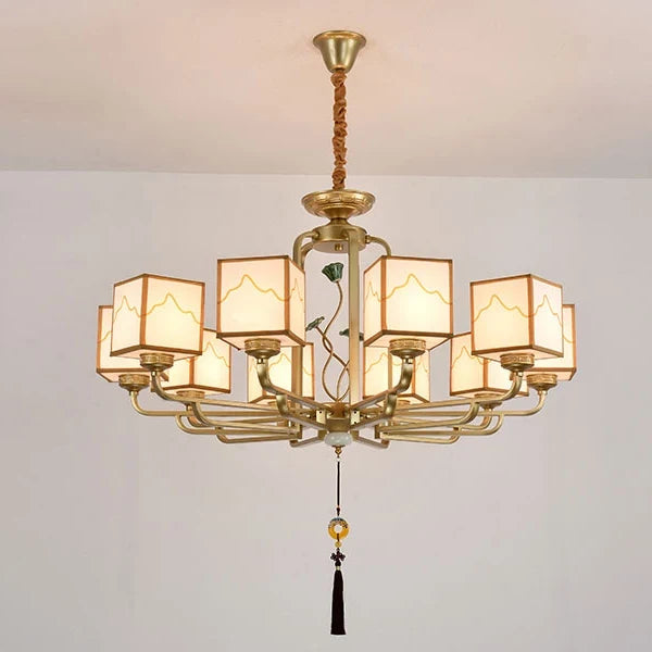 lustre chinois classique doré design pour intérieur élégant