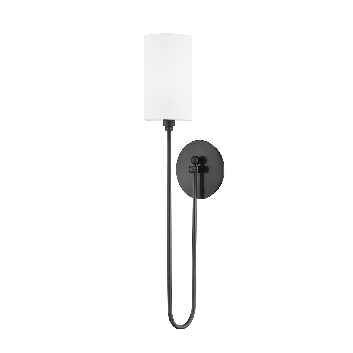 Applique murale à tige en boucle et abat-jour cylindrique en tissu — Tisserand