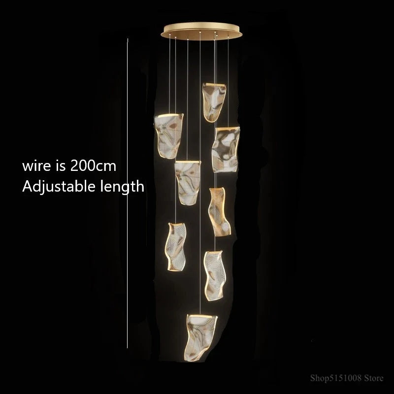 lustre led moderne pour escalier et magasin de vêtements