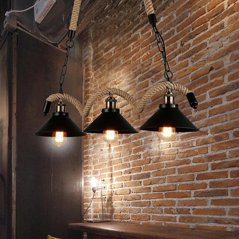 suspension rustiques industrielles avec corde pour intérieur