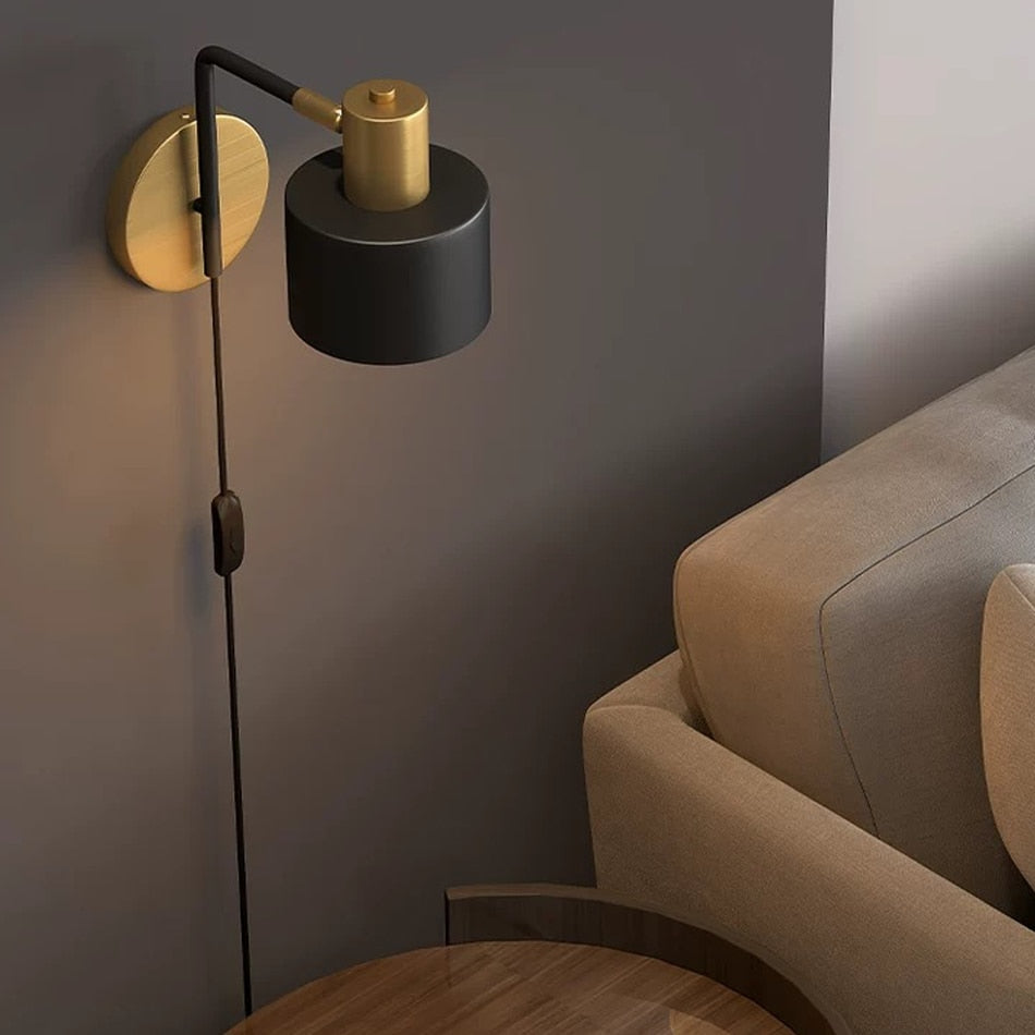 Applique murale LED noir et laiton doré Aveiro