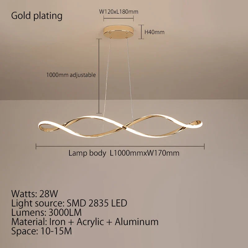 lustre led moderne suspendu avec éclairage et télécommande