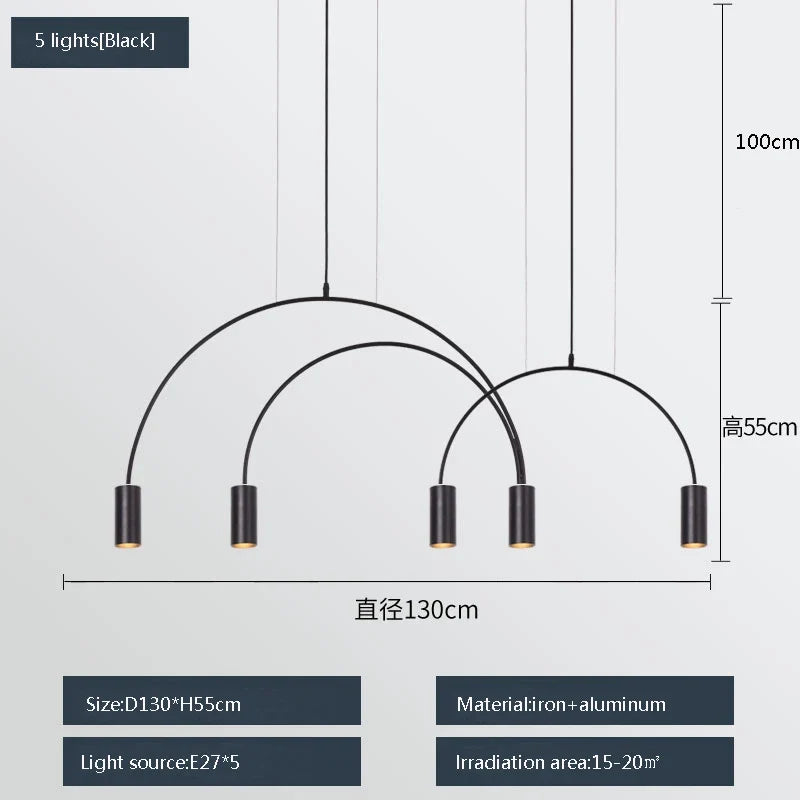 suspension moderne à trois têtes design créatif et élégant