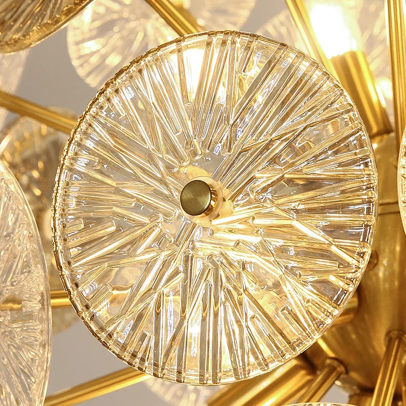 Deyidn luxe or suspension ronde verre plafond lustre pour Villa salle à manger chambre décorative moderne intérieur lumière