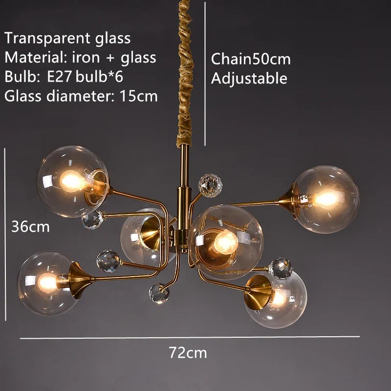 suspension nordique en verre transparent pour intérieur réglable