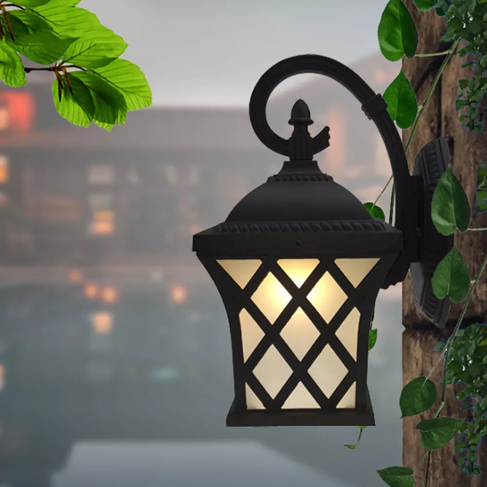 SANDIY luminaires muraux extérieurs lampe de porche Vintage applique rétro noir + verre pour Villa balcon allée jardin éclairage extérieur