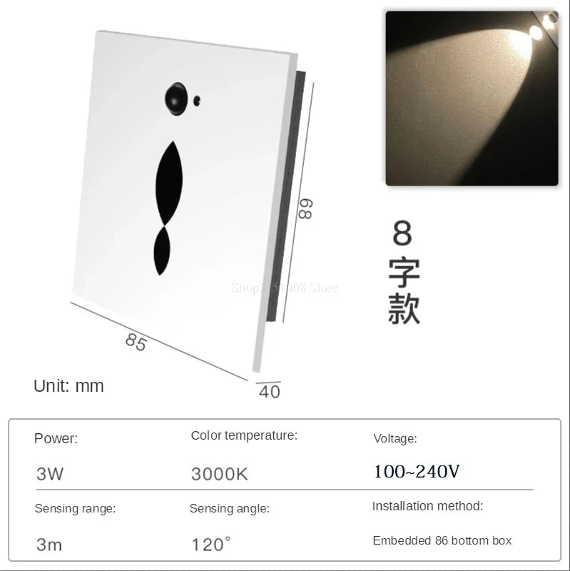applique murale led à induction avec capteur pour corps humain