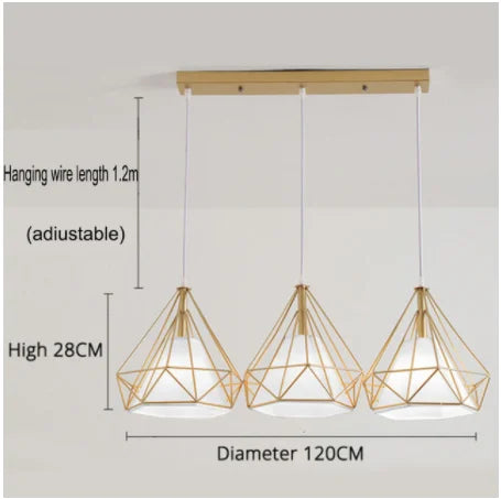 2022 New Nordic aisle diamond chandelier simple modern retro wrought iron living room dining room led ceiling chandelier