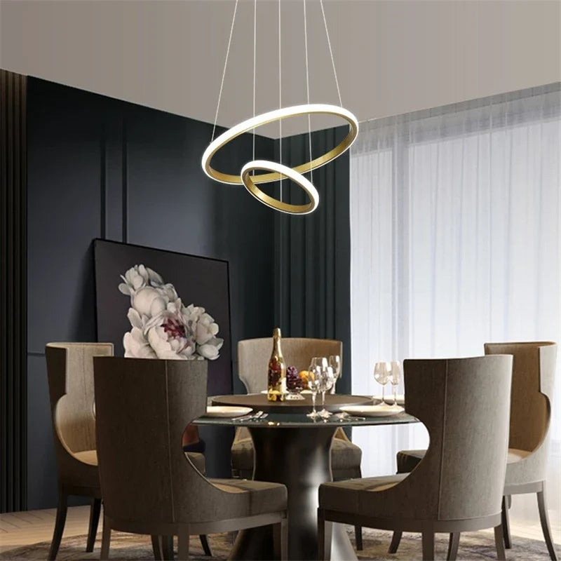 lustre moderne led en acrylique avec anneau lumineux