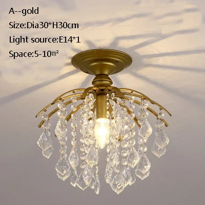 plafonnier led en cristal doré pour décoration moderne