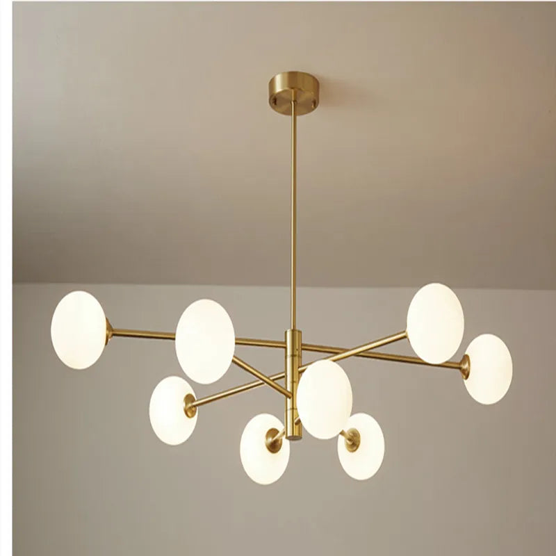lustre en or avec boule de verre pour éclairage intérieur