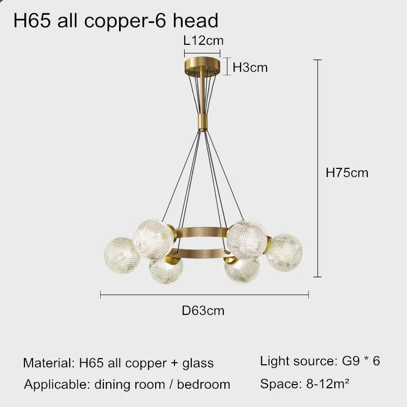 lustre en cuivre postmoderne design nordique pour éclairage élégant
