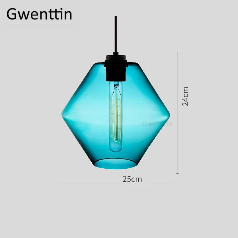 suspension moderne en verre teinté pour décoration intérieure