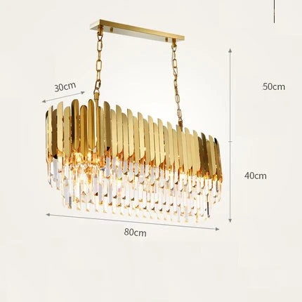 lustre en cristal design art déco en acier inoxydable avec éclairage led