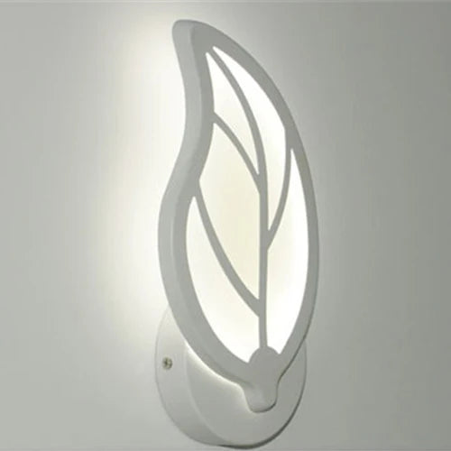 applique murale led créative en acrylique avec feuilles