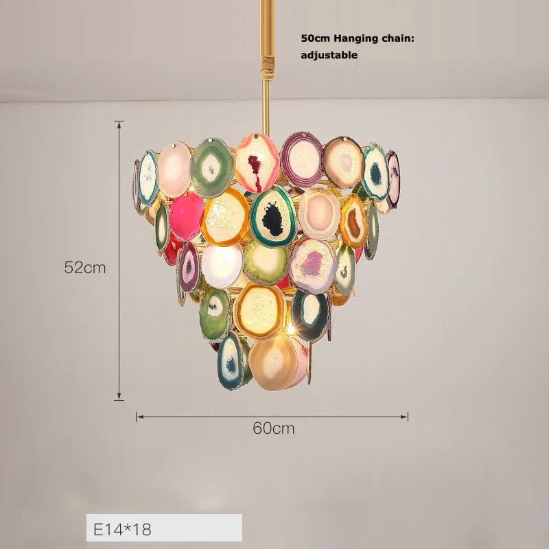 lustre design moderne en agate colorée pour intérieur