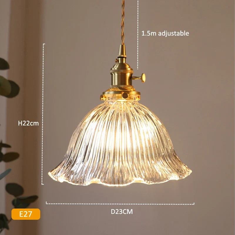 Suspension en verre vert foncé salle à manger chambre chevet Bar café suspension Luminaire rétro lampes suspendues en laiton pour plafond
