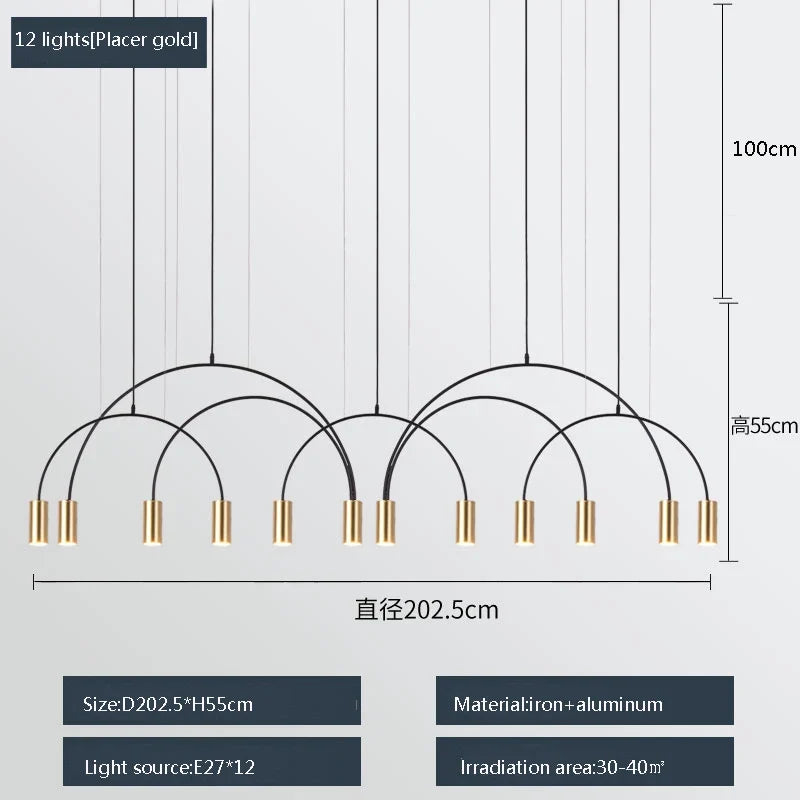 suspension moderne à trois têtes design créatif et élégant