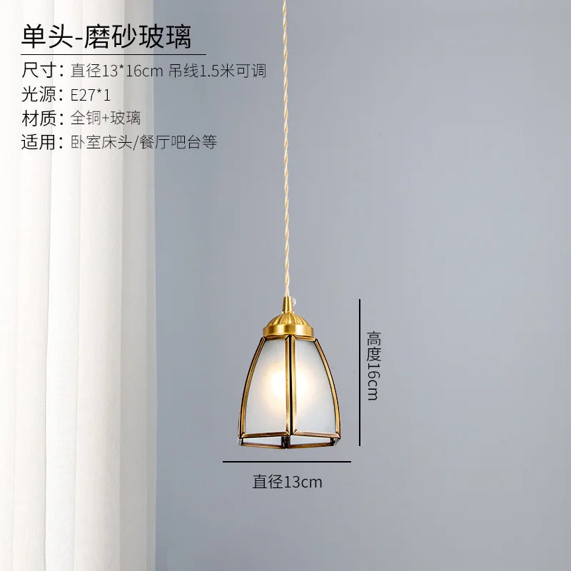 suspension vintage en verre japonais et cuivre design nordique