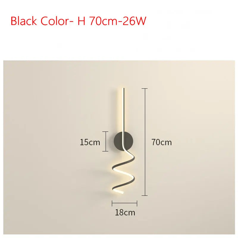 applique murale scandinave simple en spirale en aluminium et métal led