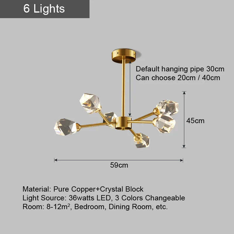lustre spoutnik design moderne pour décoration intérieure en cristal