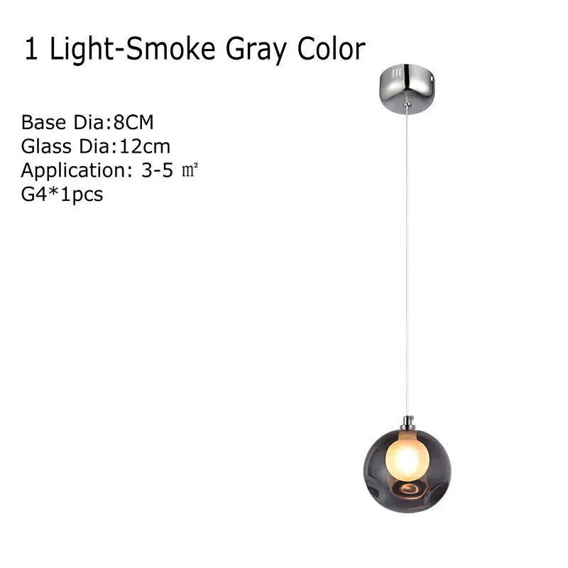lustre en verre soufflé créatif avec appliques colorées led g4 suspendues