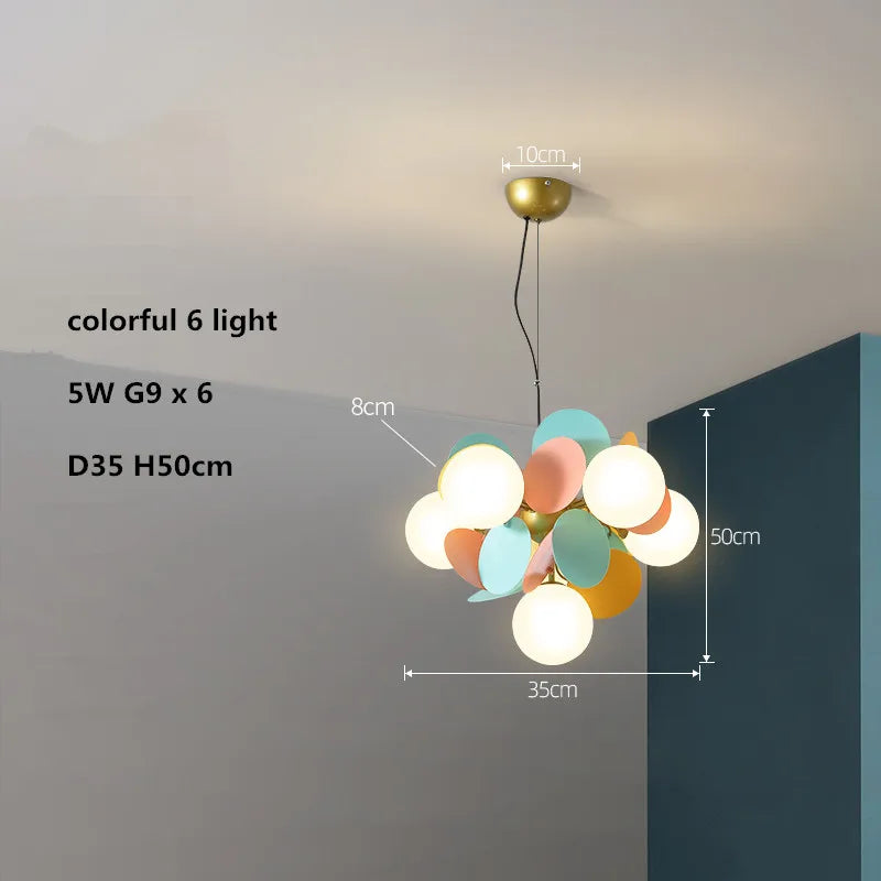 lustre led globe en verre acrylique coloré pour enfants