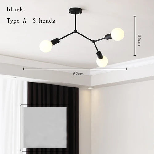 lustre moderne à plusieurs têtes pour intérieur créatif