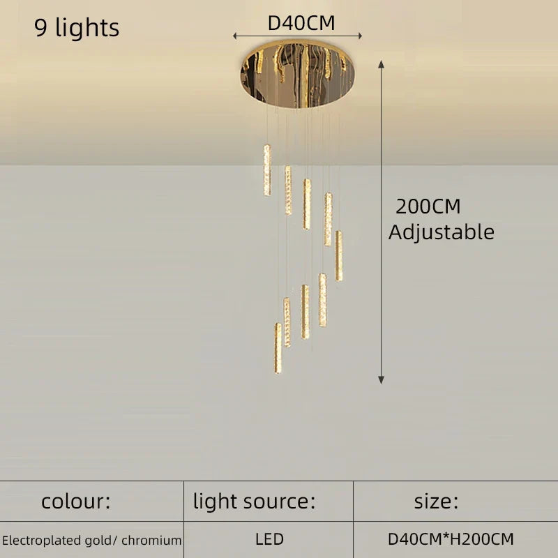 lustre en cristal led doré pour éclairage intérieur élégant et raffiné