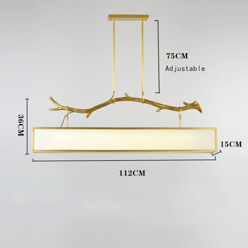 lustre moderne en cuivre design branche d'arbre décoratif intérieur