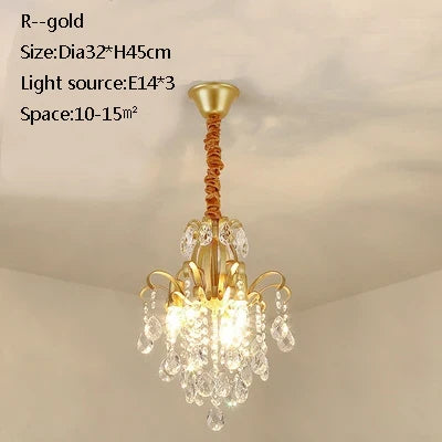 plafonnier led en cristal doré pour décoration moderne