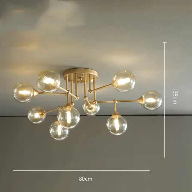 lustre moderne en verre avec éclairage décoratif design contemporain