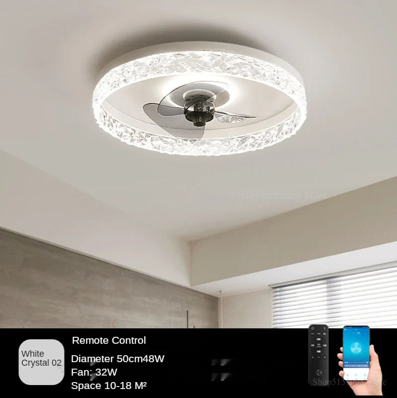 plafonnier moderne à leds avec ventilateur et 3 luminosités