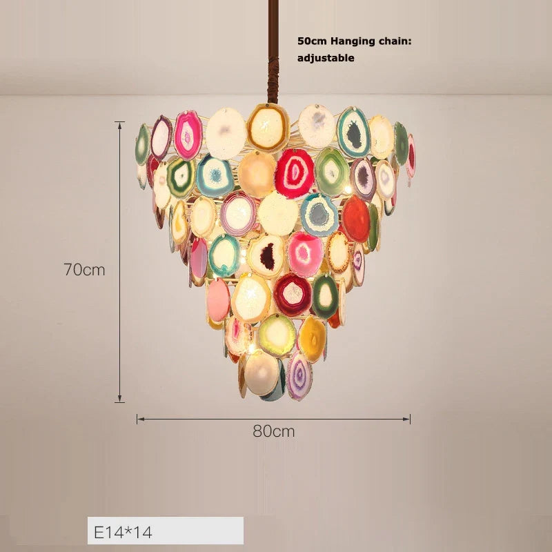 lustre design moderne en agate colorée pour intérieur