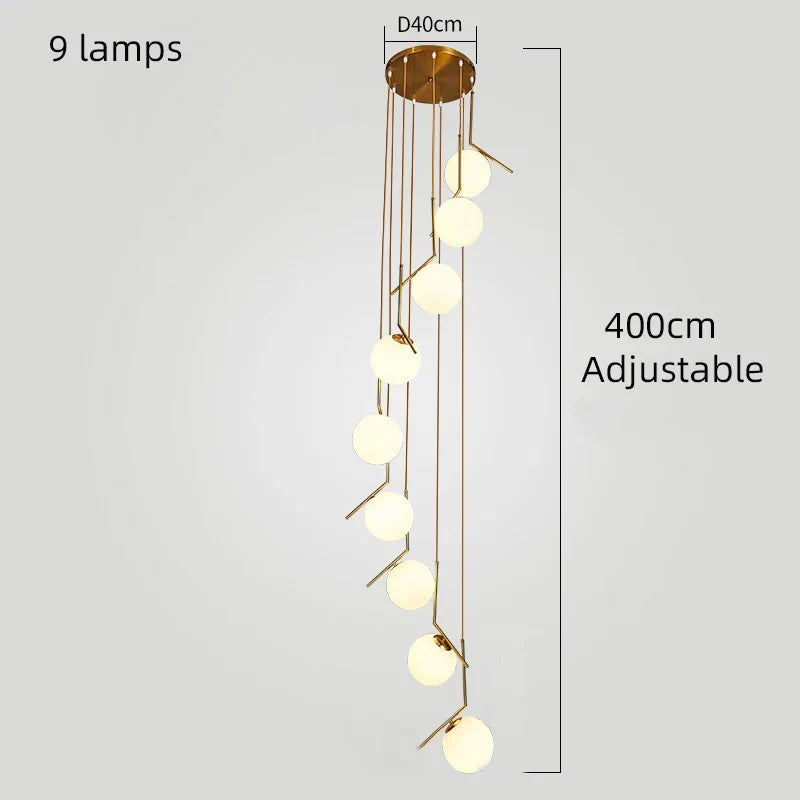 lustre moderne nordique en verre pour décoration intérieure