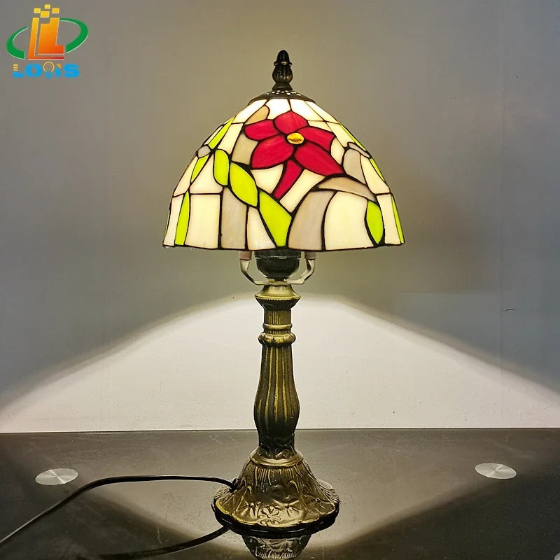 lampe de bureau vintage tournesols en verre tiffany pour cadeaux