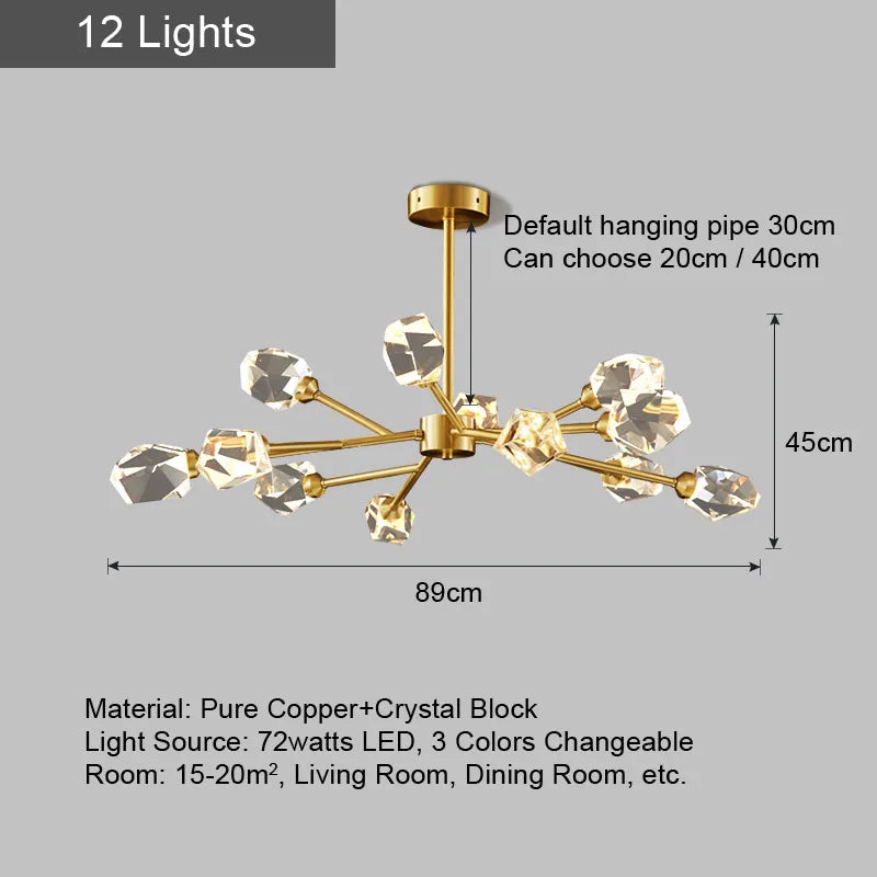 lustre spoutnik design moderne pour décoration intérieure en cristal